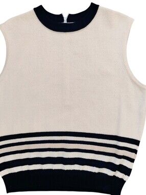 VTG St John Collection Marie Gray Knit Wool Blend Tank Nautical Old Money